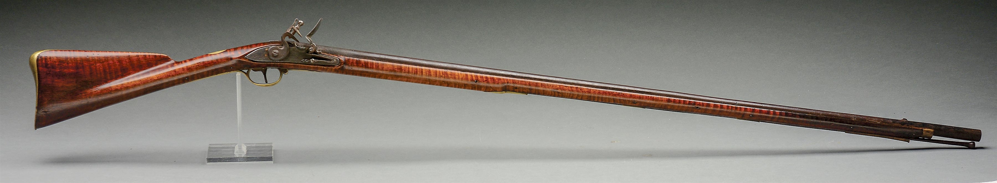 (A) EARLY TIGER MAPLE AMERICAN FLINTLOCK OFFICERS FUSIL. 