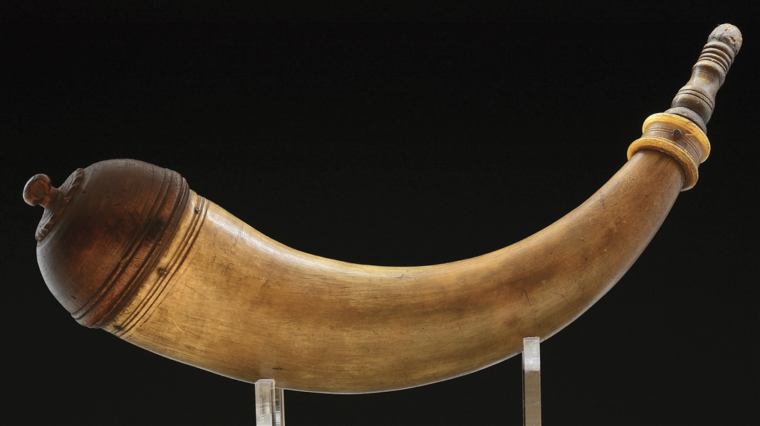 YORK COUNTY ATTRIBUTED SCREW-TIP POWDER HORN.