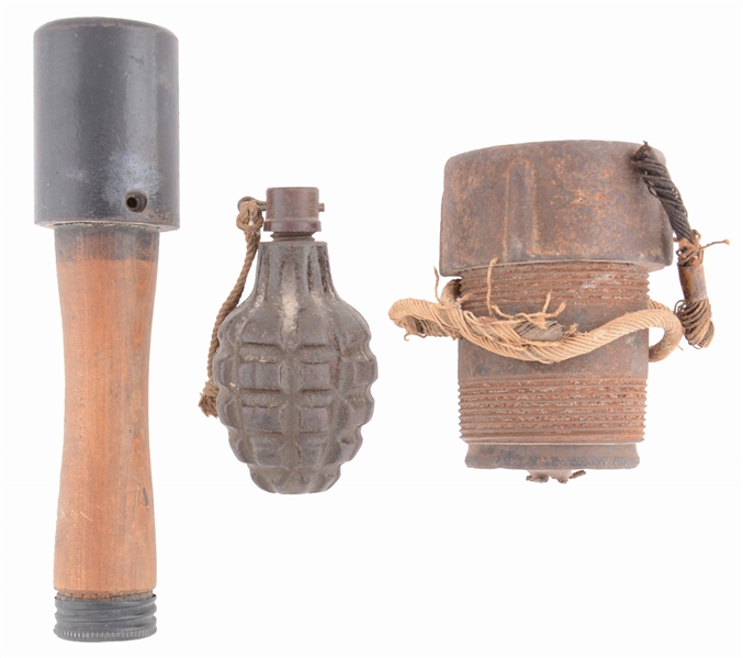LOT OF 3: KOREAN, CHINESE AND VERY RARE PIPE GRENADE.
