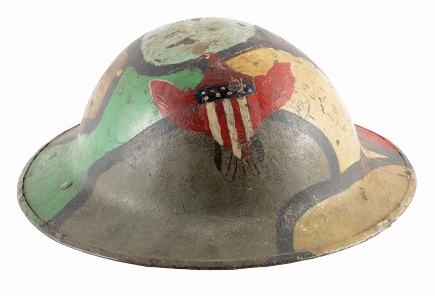 U.S. PAINTED MARK I "BRODIE" HELMET.