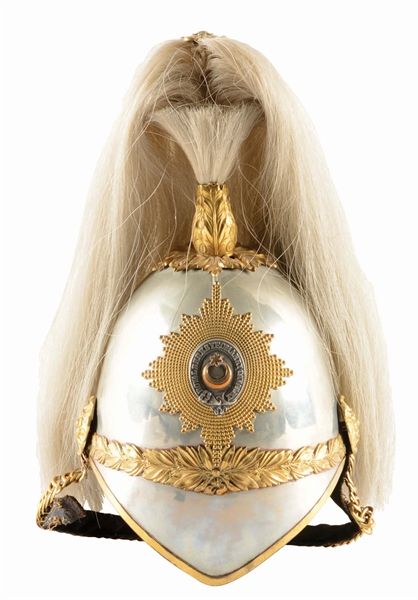 A SCARCE BRITISH WHITE METAL OFFICERS HELMET FOR THE ROYAL BERKS YEOMANRY CAVALRY, LATE 19TH CENTURY (?). 