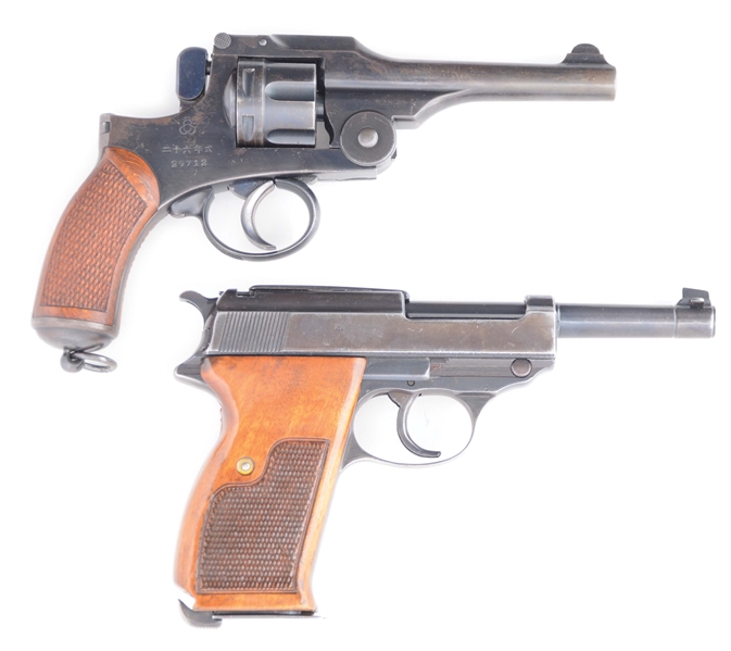 (C) LOT OF 2: JAPANESE TYPE 26 DOUBLE ACTION REVOLVER AND WALTHER P.38 AC45 SEMI-AUTOMATIC PISTOL.