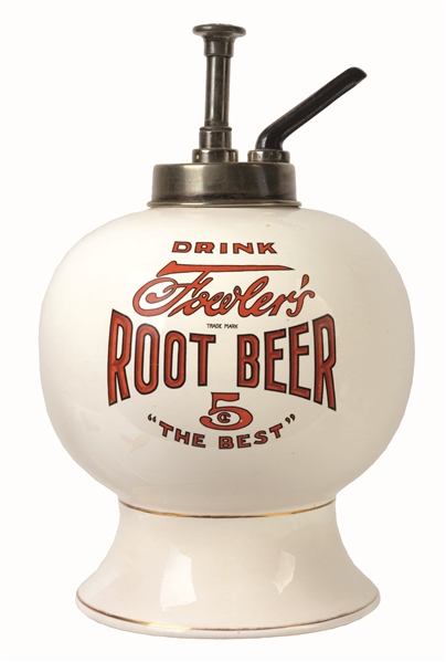 DRINK FOWLERS ROOT BEER SYRUP DISPENSER.