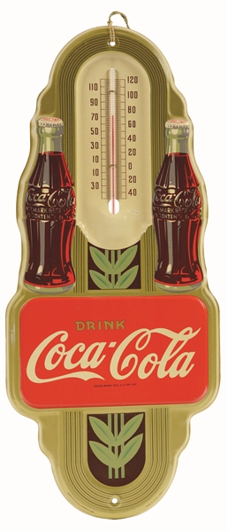 1941 COCA-COLA DOUBLE BOTTLE THERMOMETER. 