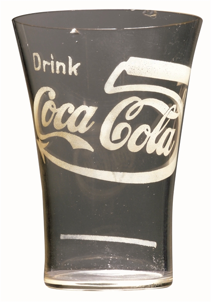 CIRCA 1912 LARGE FIVE CENTS FLARED GLASS FOR COCA-COLA.