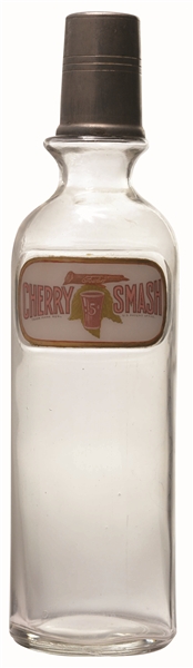 1910 - 1920 CHERRY SMASH LABEL UNDER GLASS BOTTLE.