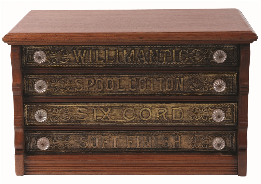 WILLIMANTIC FOUR-DRAWER SPOOL CABINET.