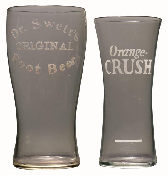 LOT OF 2: DR. SWETTS & ORANGE CRUSH GLASSES.