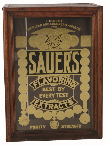 SAUERS FLAVORING EXTRACTS DISPLAY CABINET. 