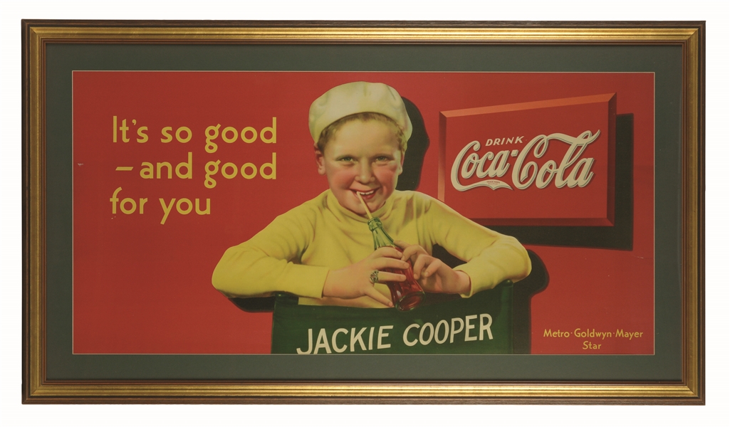 1935 COCA-COLA JACKIE COOPER LARGE POSTER. 