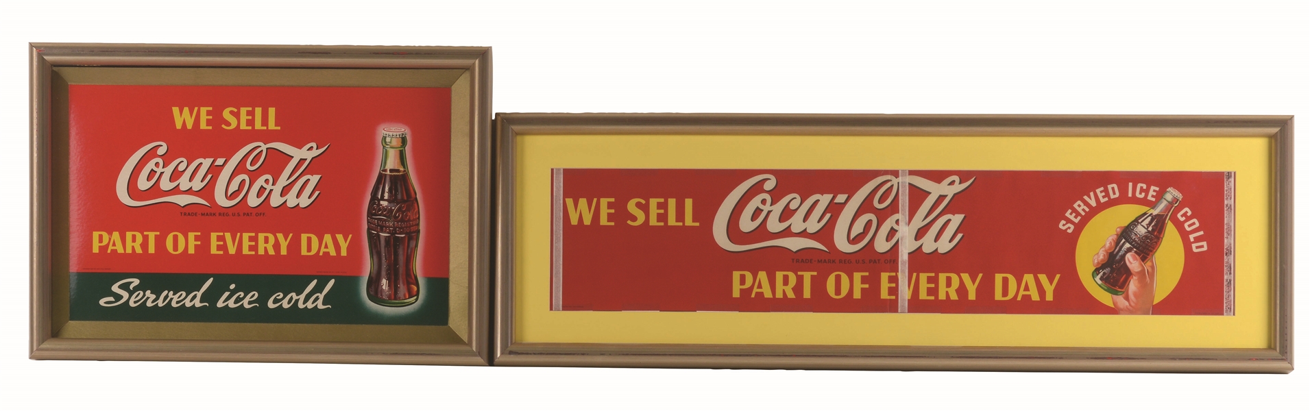 LOT OF 2: 1942 BEVEL EDGED COCA-COLA CARDBOARD SIGN. 