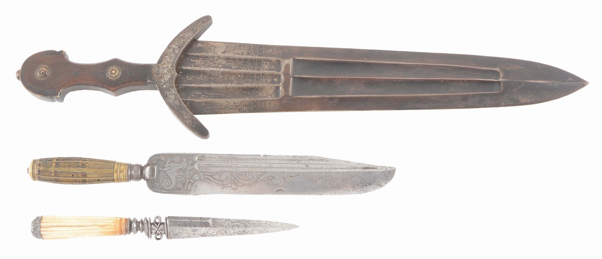 LOT OF 3: THREE EUROPEAN EDGED WEAPONS, VARIOUS DATES.