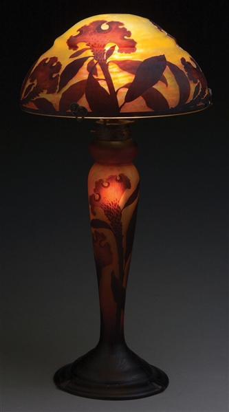 DAUM NANCY CAMEO GLASS TABLE LAMP.