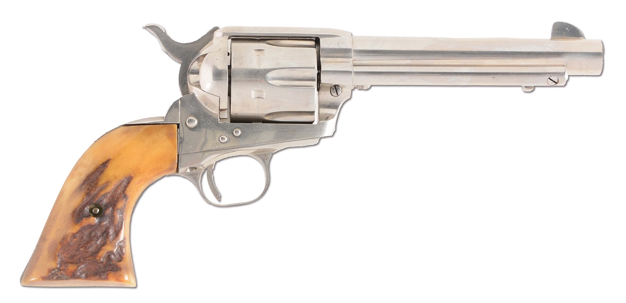 (C) COLT 2ND GENERATION NICKEL SINGLE ACTION ARMY .45 REVOLVER (1958).