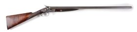 (A) INTERESTING WILLIAM RICHARDS SIDE BY SIDE DOUBLE HAMMER SHOTGUN CONVERTED FROM MUZZLE LOADER.