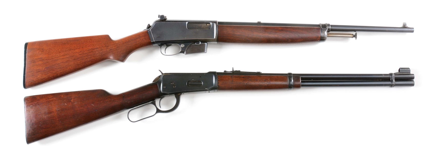 (C) LOT OF 2: WINCHESTER MODELS 1910 SEMI-AUTO .401 RIFLE AND 94 LEVER ACTION .32 WS CARBINE.