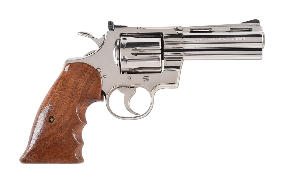 (M) NICKEL PLATED COLT PYTHON DOUBLE ACTION REVOLVER (1976).