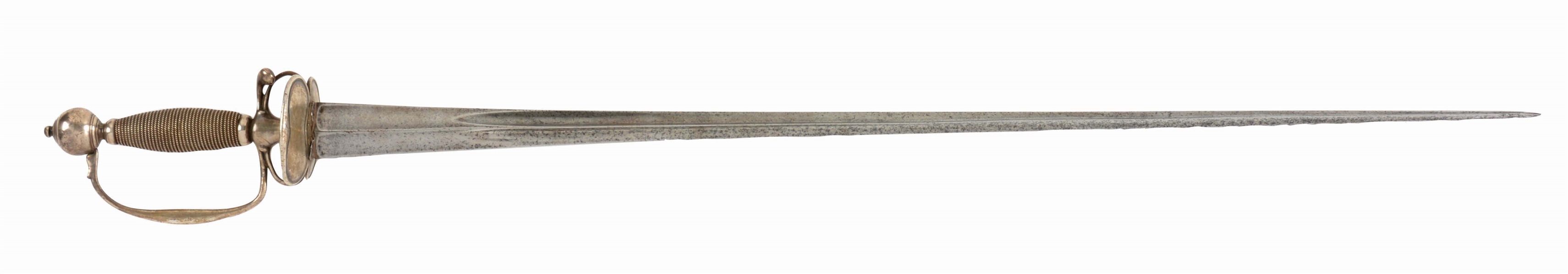 18TH CENTURY SILVER-HILTED SMALL SWORD.