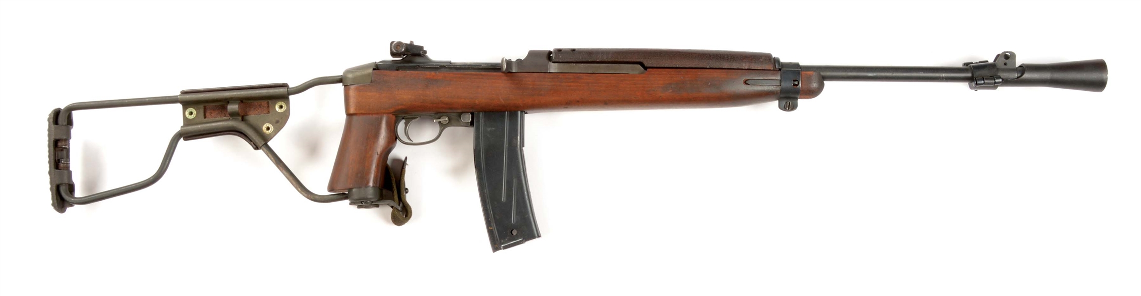 (N) PLAINFIELD M2 CARBINE MACHINE GUN IN ATTRACTIVE REPRODUCTION WW2 FOLDING PARATROOPER STOCK (FULLY TRANSFERABLE).