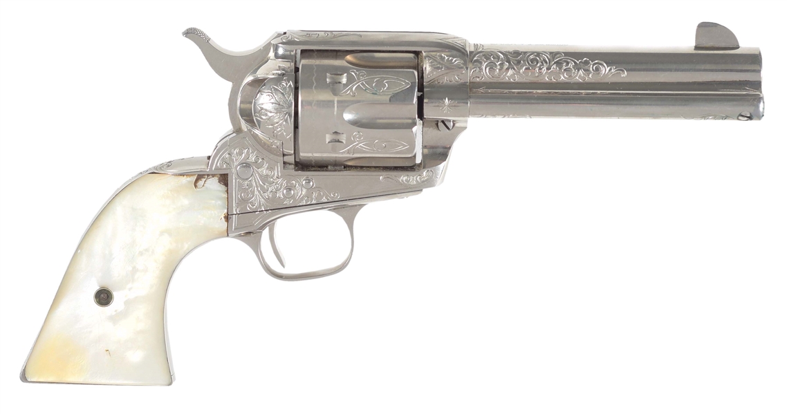 (C) DOCUMENTED FACTORY ENGRAVED COLT SINGLE ACTION ARMY ATTRIBUTED TO JACK VAN RYDER, COWBOY AND ARTIST.