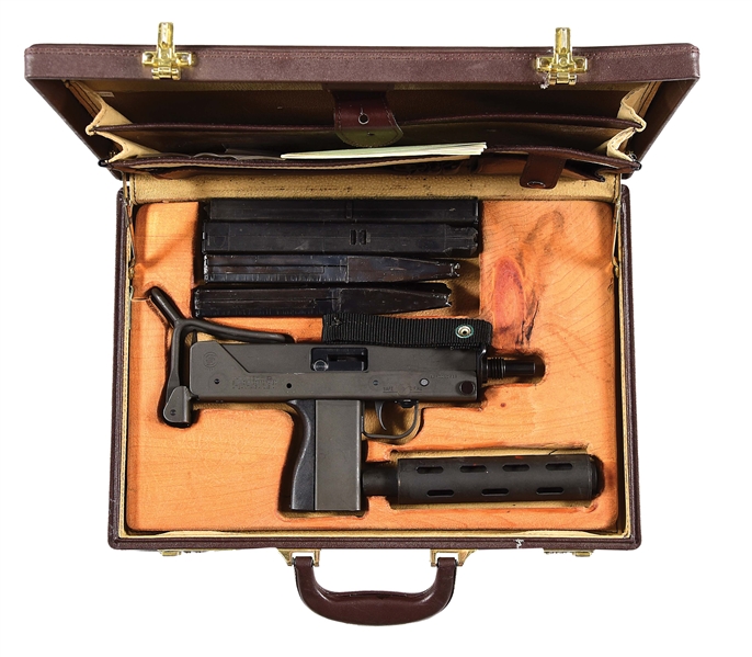 (N) SWD COBRAY M-11 MACHINE GUN WITH 4 MAGAZINES IN CONVERTED BRIEFCASE CARRYING CASE (FULLY TRANSFERABLE).