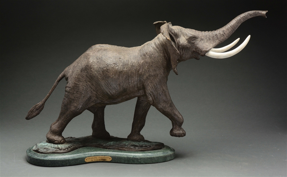 LEWIS PHILLIP JONAS (AMERICAN, 1894 - 1971) "CHARGING ELEPHANT".