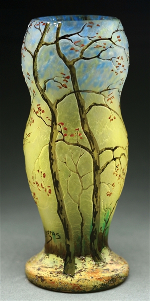 LE GRAS CAMEO AND ENAMELED VASE.