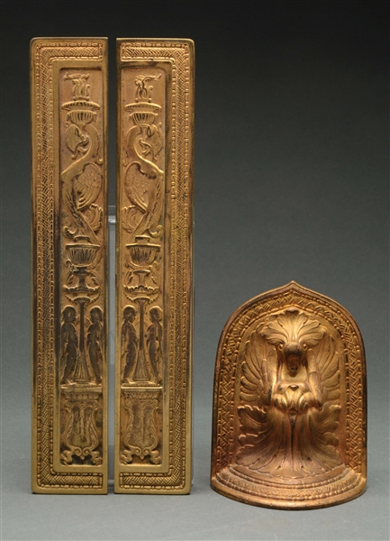 TIFFANY STUDIOS SPANISH BLOTTER ENDS AND BOOKEND.