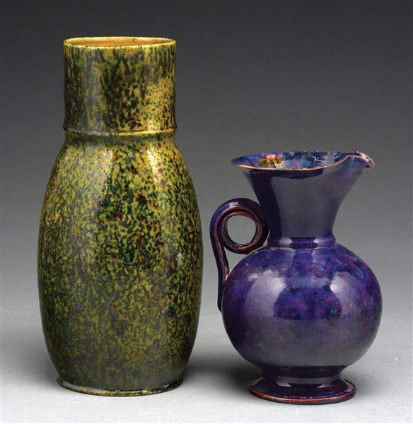 TWO GEORGE OHR POTTERY PIECES.