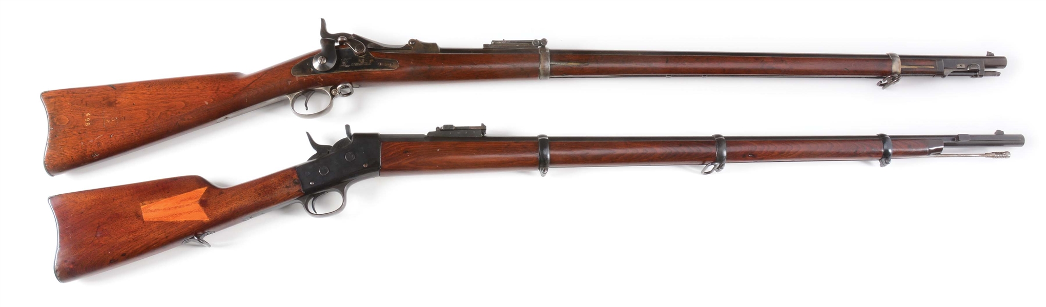 (A) LOT OF TWO: ARGENTINE ROLLING BLOCK & US SPRINGFIELD TRAPDOOR RIFLES.