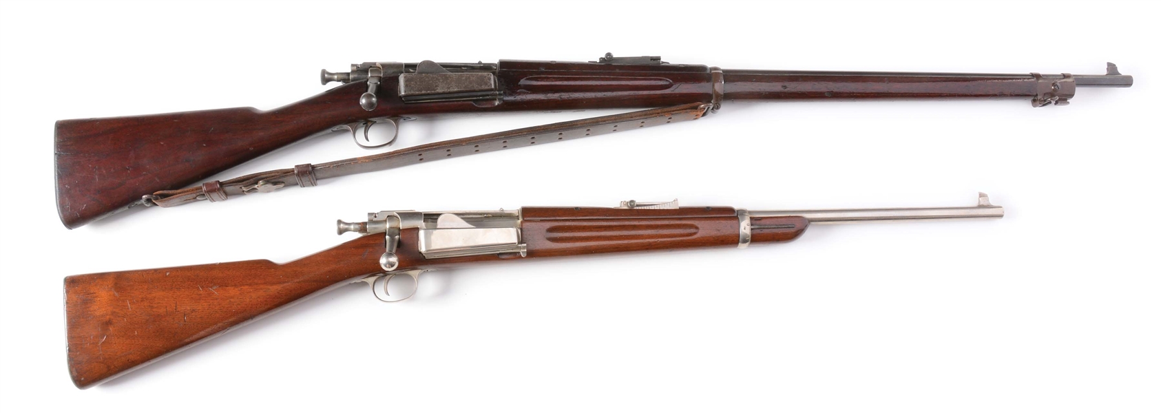 (C) LOT OF TWO: TWO SPRINGFIELD KRAGS, ONE 1898 MODEL RIFLE & ONE 1899 MODEL CARBINE.