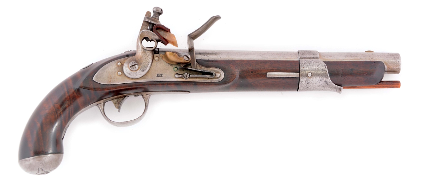 (A) RARE POSSIBLY UNIQUE AMERICAN FLINTLOCK SINGLE SHOT PISTOL, WITH A DISTINGUISHED PROVENANCE, MADE FROM PARTS OF AN 1826 NORTH NAVY.