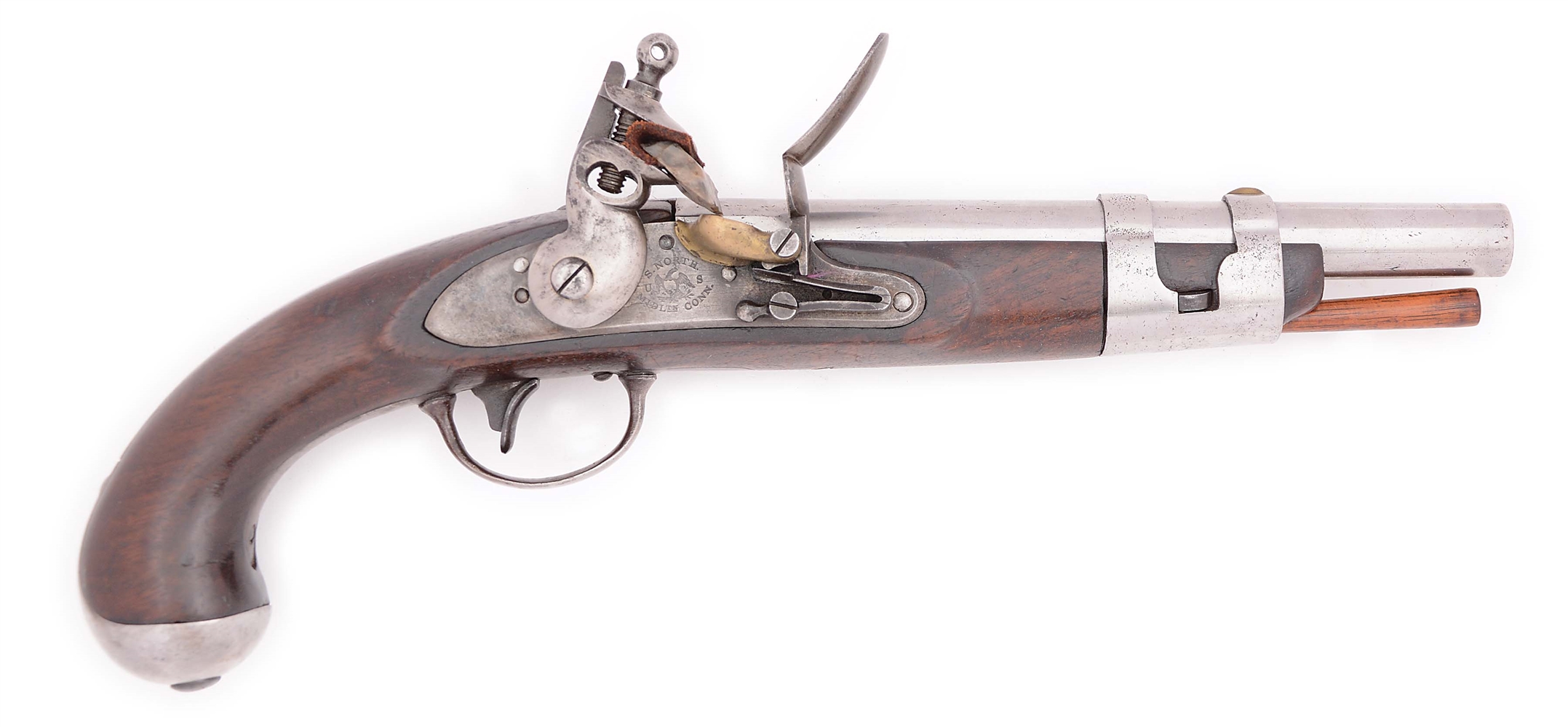 (A) MODEL 1816 US SINGLE SHOT MARTIAL FLINTLOCK PISTOL, FIRST TYPE S. NORTH.