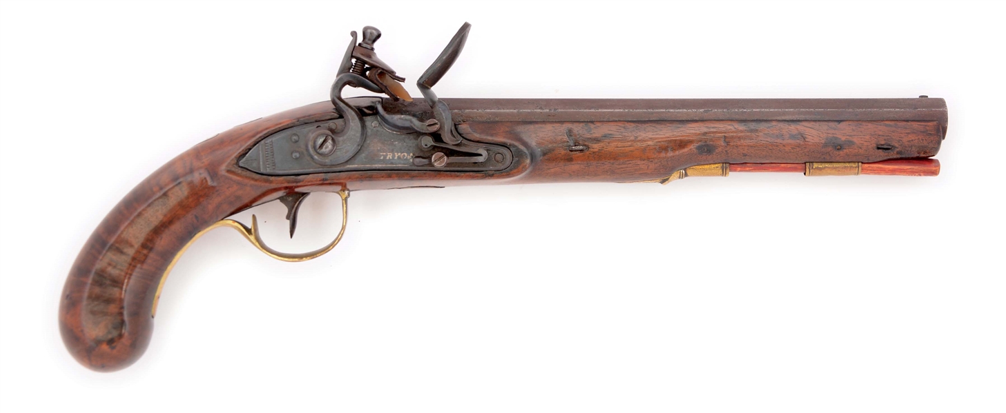(A) A GOOD KENTUCKY PISTOL BY EDWARD TRYON SIGNED TRYON PHILADA ON BARREL AND TRYON ON LOCK.