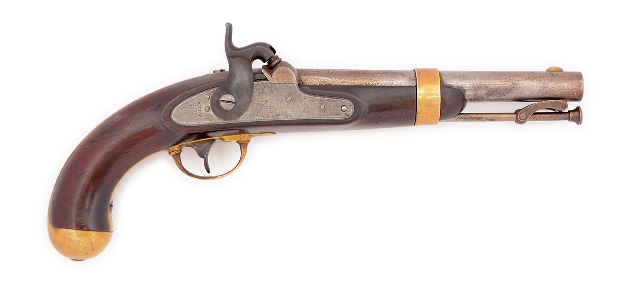 (A) US MODEL 1842 SINGLE SHOT PERCUSSION MARTIAL PISTOL BY HENRY ASTON, WITH DESIRABLE MEXICAN WAR DATE 1847.