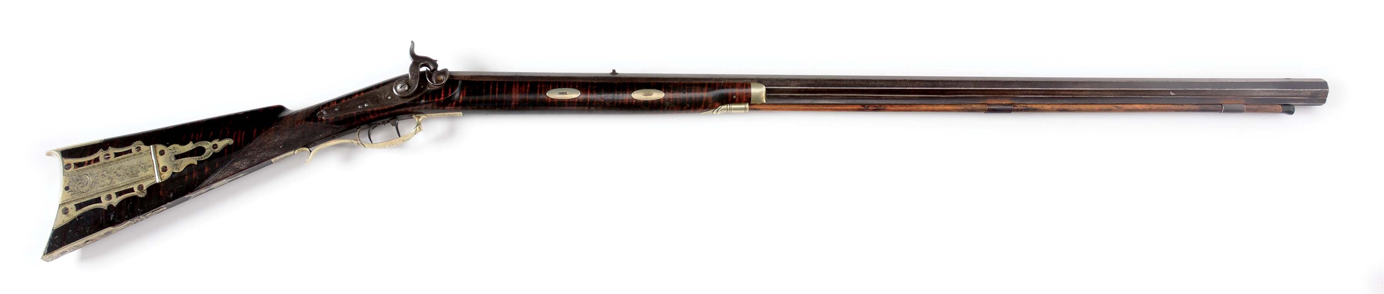 (A) TRYON HALF STOCK PERCUSSION RIFLE.