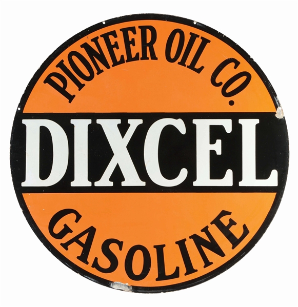 PIONEER OIL COMPANY DIXCEL GASOLINE PORCELAIN SIGN.