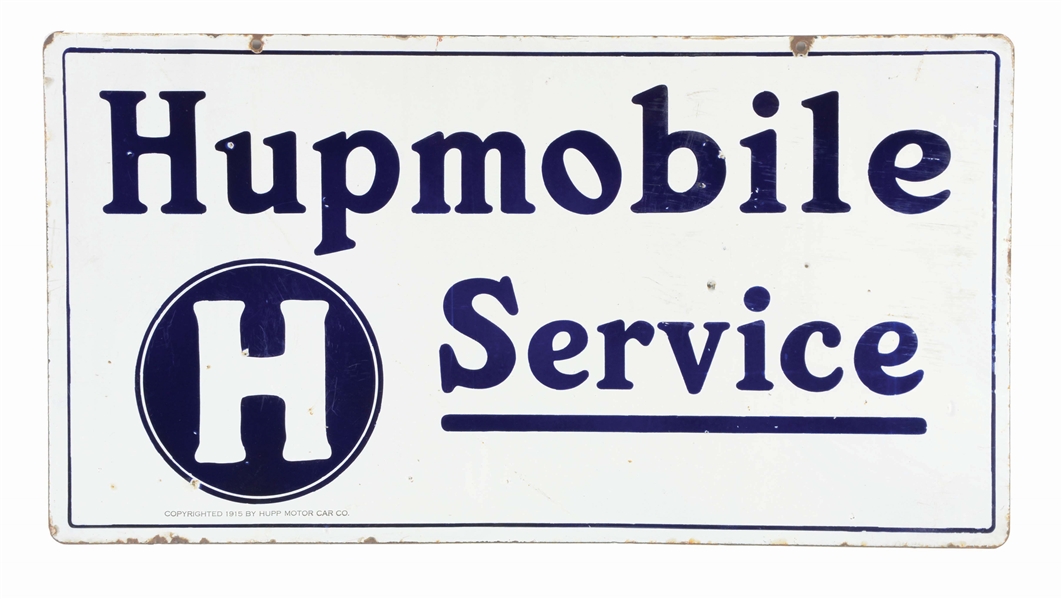 HUPMOBILE AUTOMOBILES SERVICE PORCELAIN SIGN.