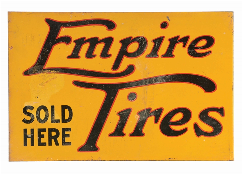 EMPIRE TIRES SOLD HERE TIN FLANGE SIGN.