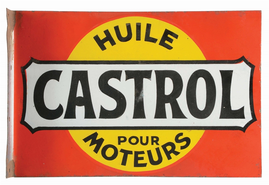 CASTROL MOTOR OIL PORCELAIN FLANGE SIGN.