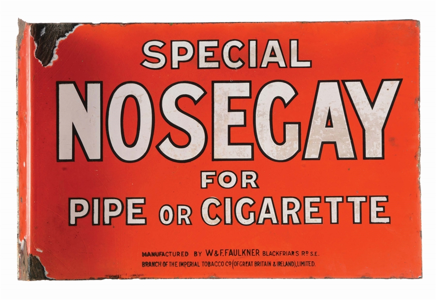 SPECIAL NOSEGAY TOBACCO PORCELAIN FLANGE SIGN.