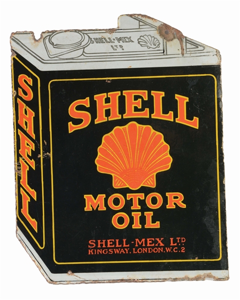 SHELL MOTOR OIL DIE CUT PORCELAIN SIGN.