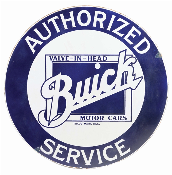 BUICK MOTOR CARS AUTHORIZED SERVICE PORCELAIN SIGN. 