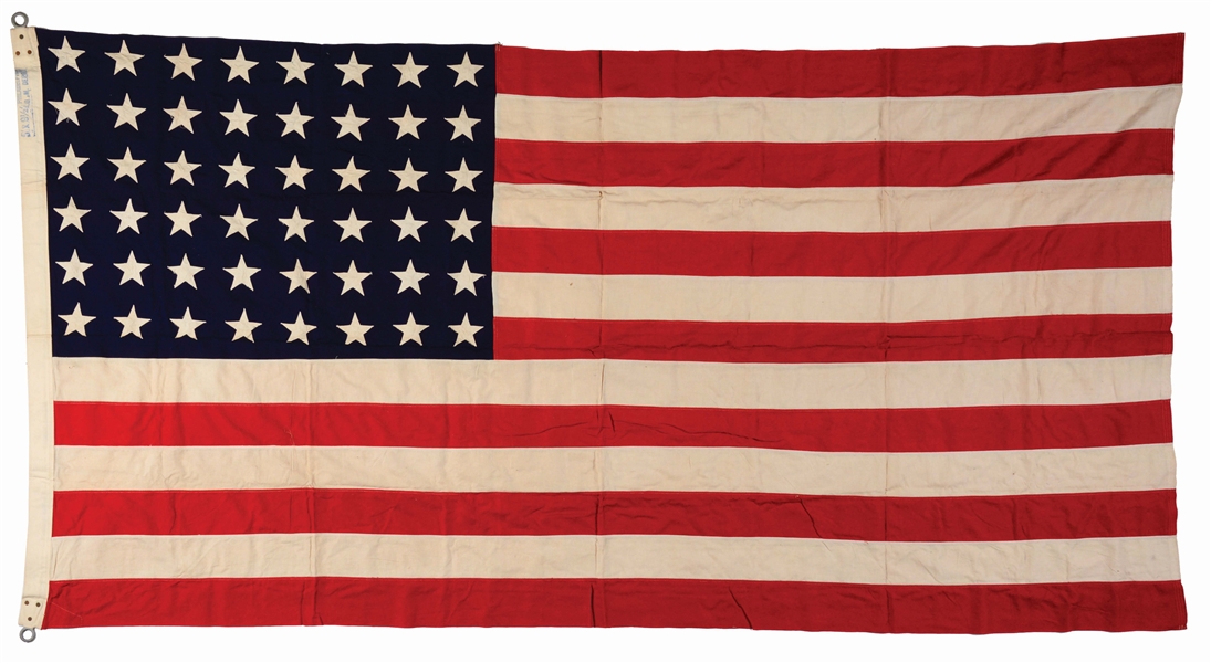 48 STAR AMERICAN FLAG "FIRST FLAG TO FLY OVER THE LIBERATED TOWN OF  BASTOGNE".