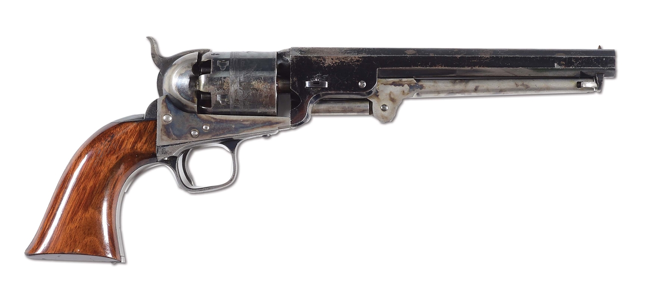 (A) CASED COLT MODEL 1851 LONDON NAVY PERCUSSION REVOLVER.