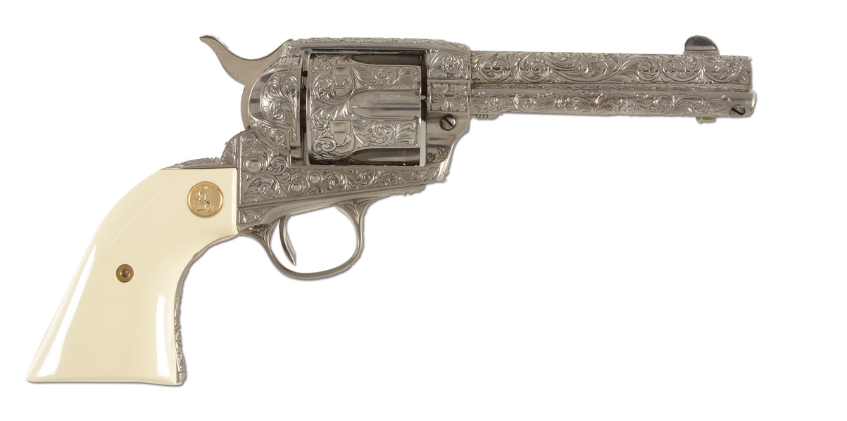 (C) SILVER PLATED AND ENGRAVED COLT SINGLE ACTION ARMY (1907).