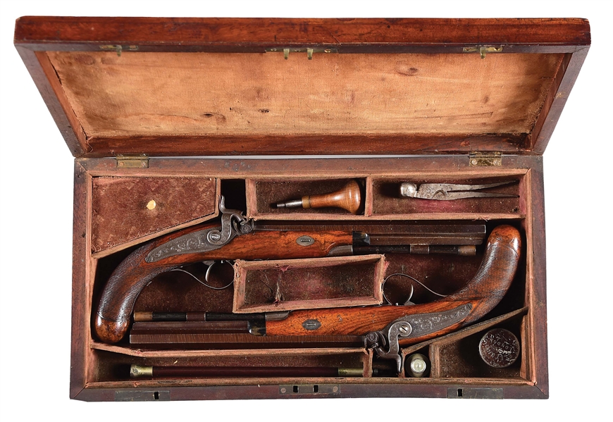 (A) A CASED PAIR OF CHARLES J. SMITH RIFLED DUELLING PISTOLS. 