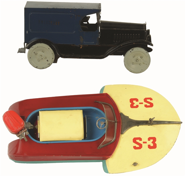LOT OF 2: AMERICAN & JAPANESE MADE VEHICLE TOYS.