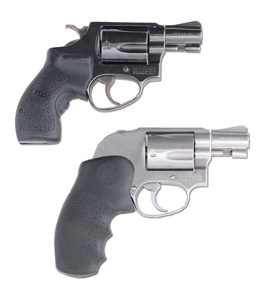 (M) LOT OF 2: SMITH AND WESSON MODEL 649 AND MODEL 36 DOUBLE ACTION REVOLVERS, ONE WITH LASER GRIPS.