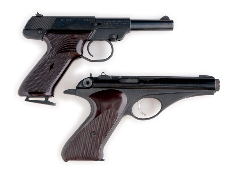 (C) LOT OF 2: WHITNEY WOLVERINE IN FACTORY BOX TOGETHER WITH A HIGH STANDARD DURAMATIC M101 SEMI-AUTOMATIC PISTOLS.